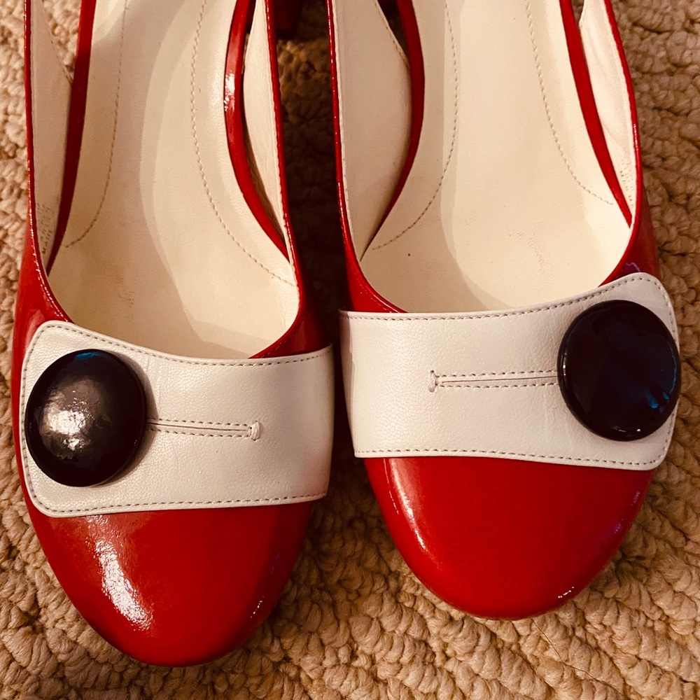 Sz 7 Red/Black/White slingback